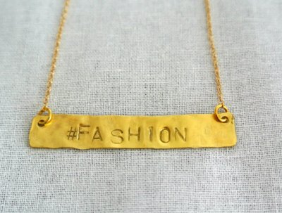 Hand Stamped Gold Bar Necklace