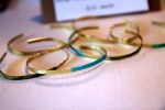 Slim Gold Stacking Bracelets - Gold Green Turquoise