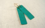 Turquoise Long Rectangle Gold Drop Earrings - Distress Look 3